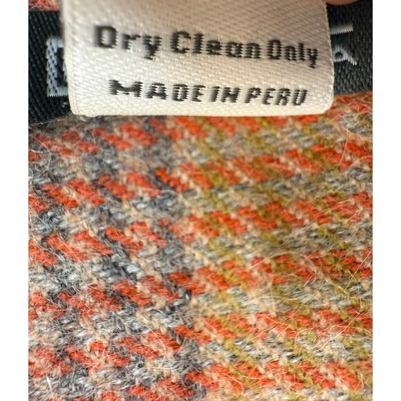 SOL Alpaca 100% Baby Alpaca Plaid Scarf – Orange Multi - Perfect Condition - Picture 5 of 5